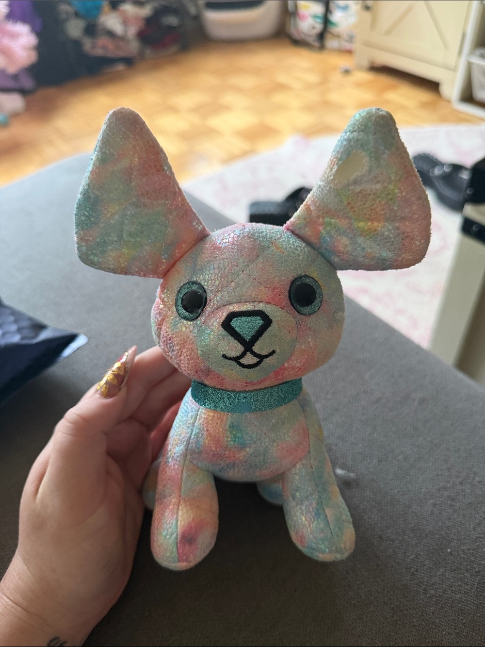 Plush Small Dog Stuffed Animal - Pastel Multicolor